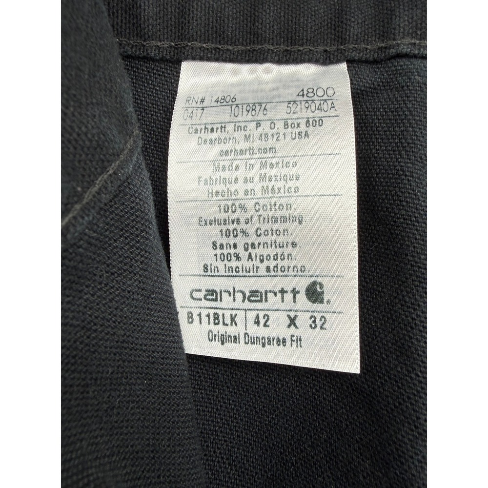 Carhartt B11 Work Pants Mens 42x32 Black Excellent Original Dungaree Fit Canvas - Picture 6 of 11